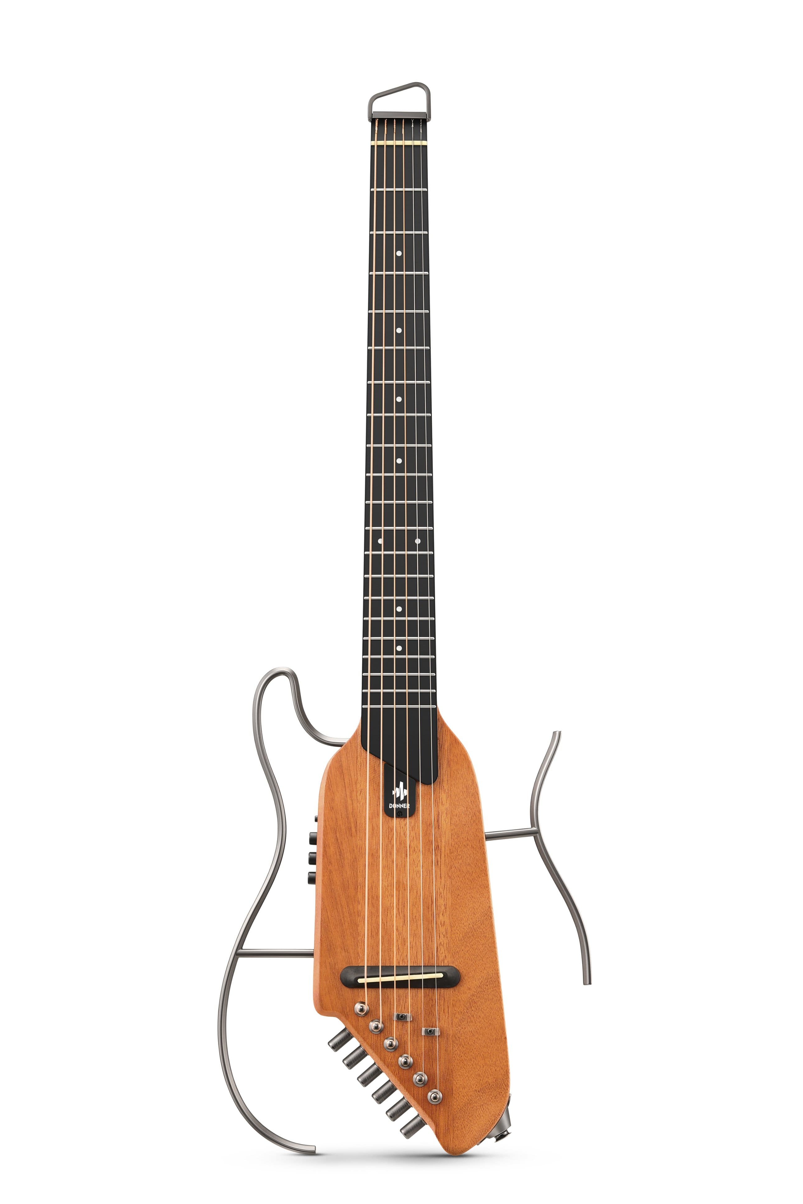 Front. Donner music - Donner HUSH™ I Acoustic-Electric Guitar Kit for Travel Practice Mahogany Natural Color - Mahogany Natural.