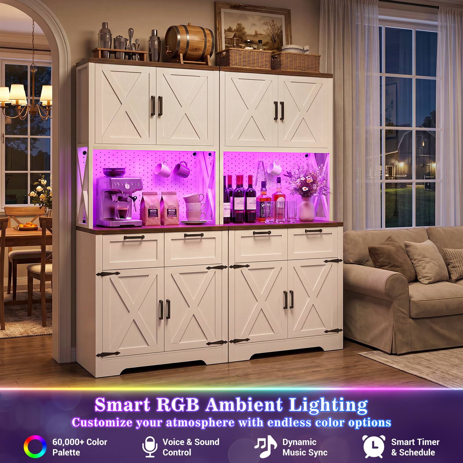 $53 XXIX Smart RGB Ambient Lighting Customize your atmosphere with endless color options 60,000+ Color Palette Voice & Sound Control Dynamic Music Sync & Schedule Smart Timer