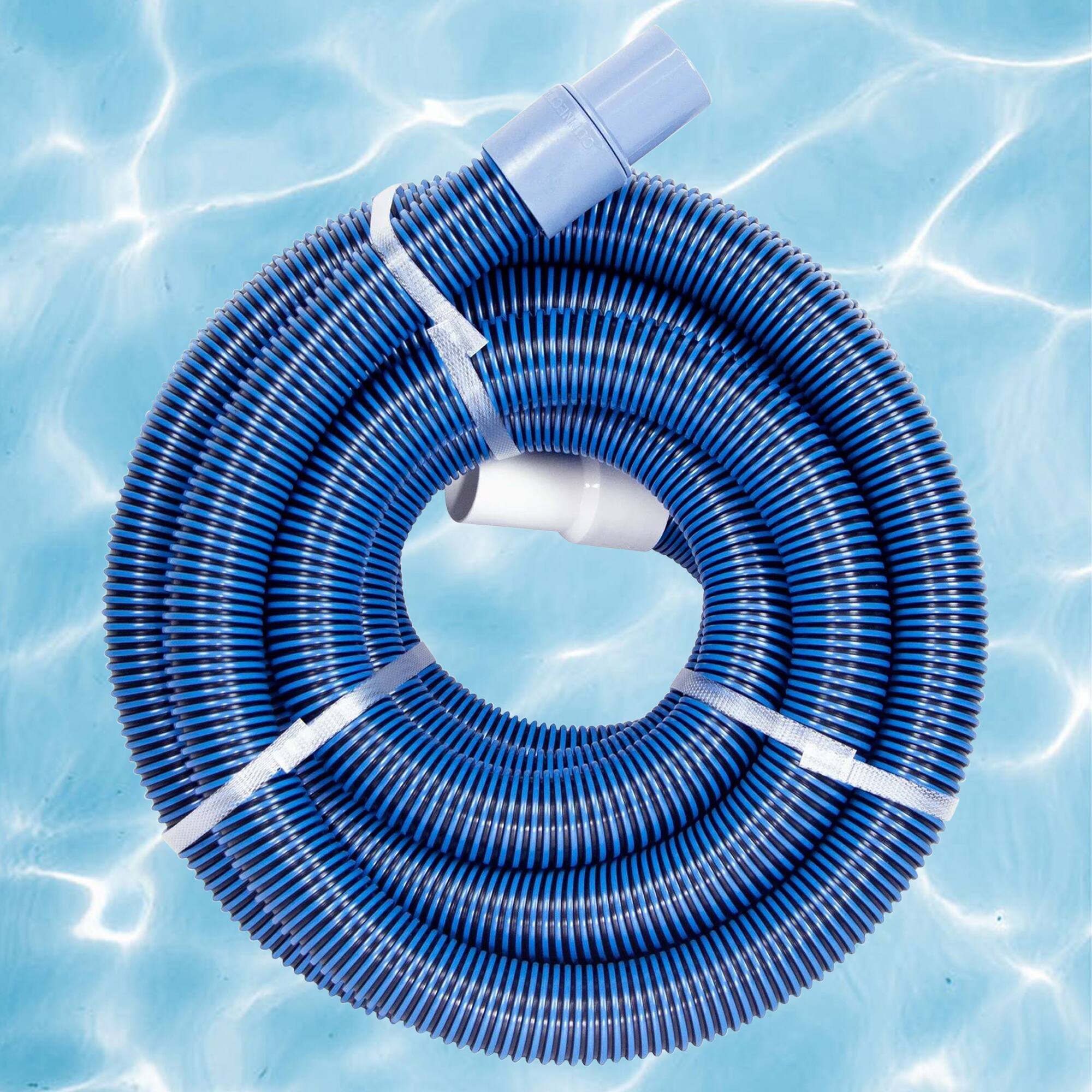 Alt View 2. Swim Central - Blue and White Hydro Tools Spiral Wound Vacuum Swimming Pool Hose - 30' x 1.5" - Blue.