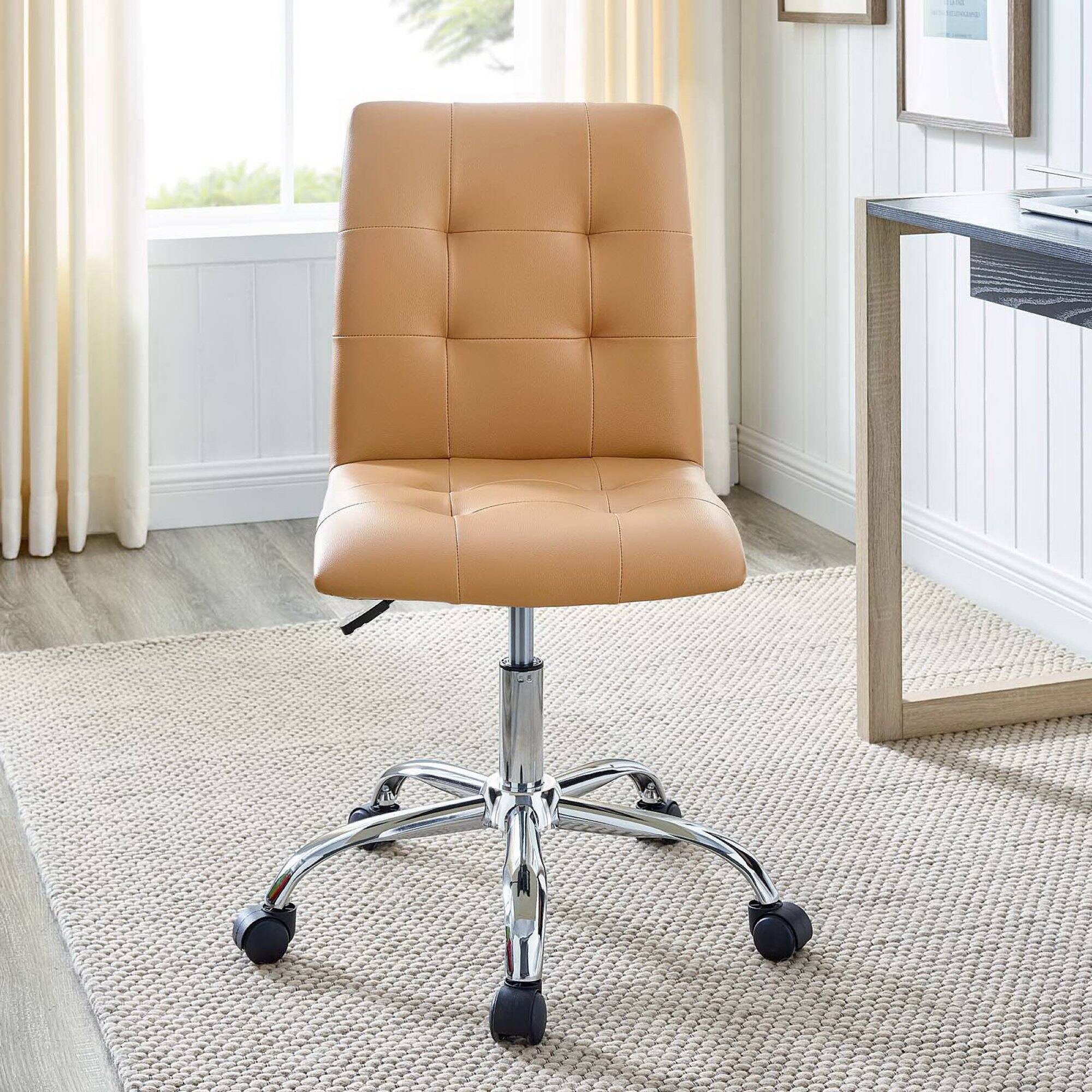 Alt View 4. Modway - Prim Armless Mid Back Office Chair by Modway - Brown.