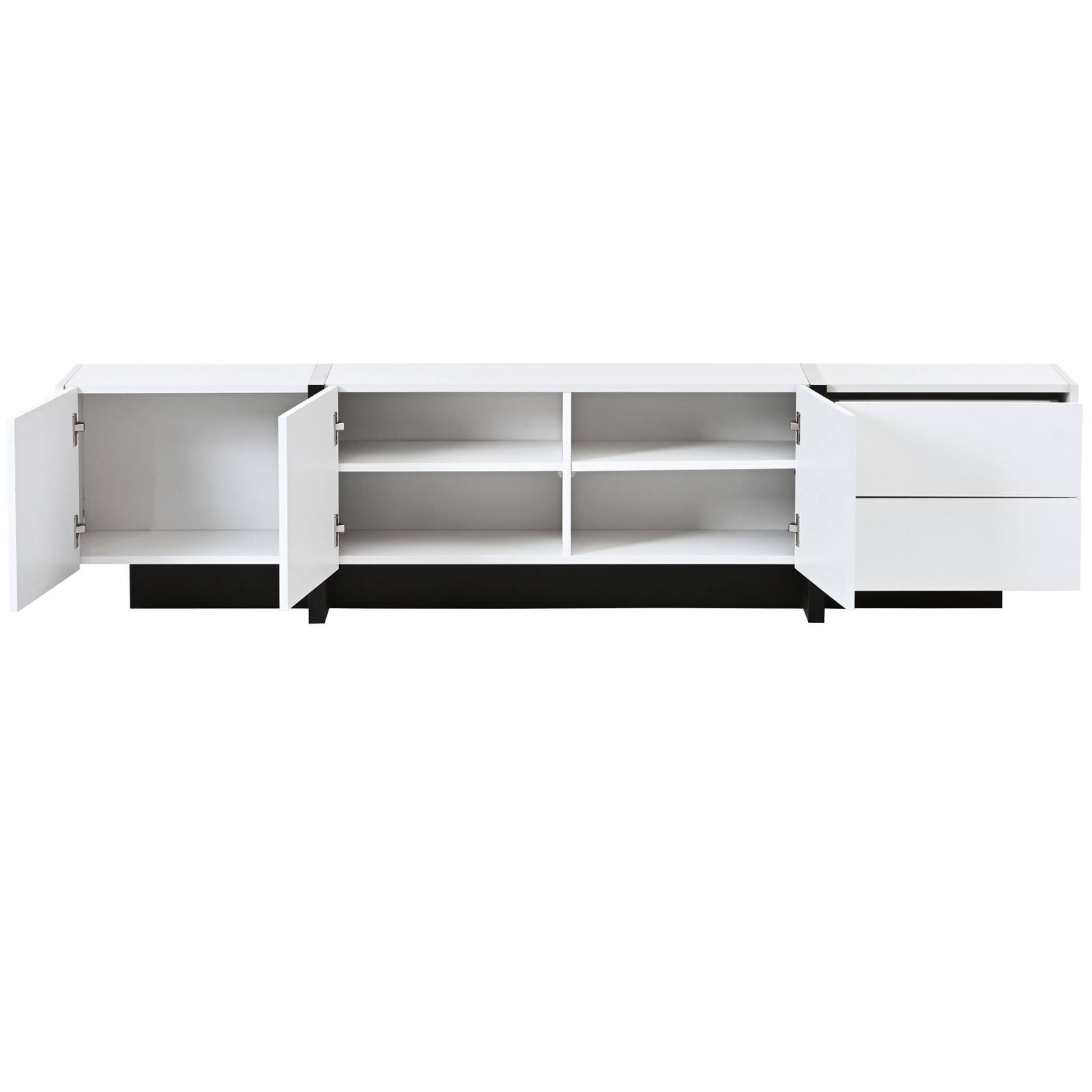 Alt View 10. Ecooso - Contemporary Rectangle Design TV Stand, Unique Style TV Console Table for TVs Up to 80'', High Gloss UV Surface - White.