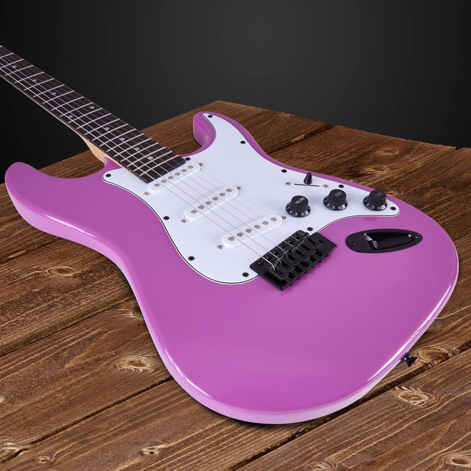 Alt View 4. Lyxpro - Electric Guitar Kit, 39” Electric Guitar with Amp & Electric Guitar Accessories - Retro Purple.