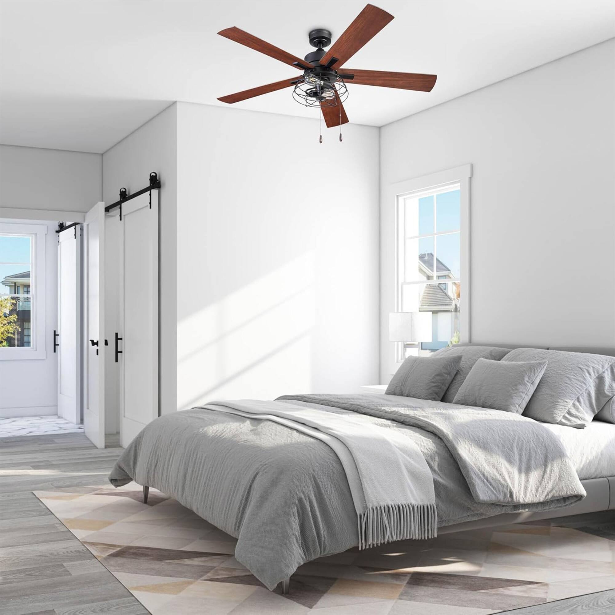 Alt View 7. Prominence Home - Prominence Home Marshall 52 Inch Industrial Ceiling Fan, Pull Chain, Matte Black - Matte Black.