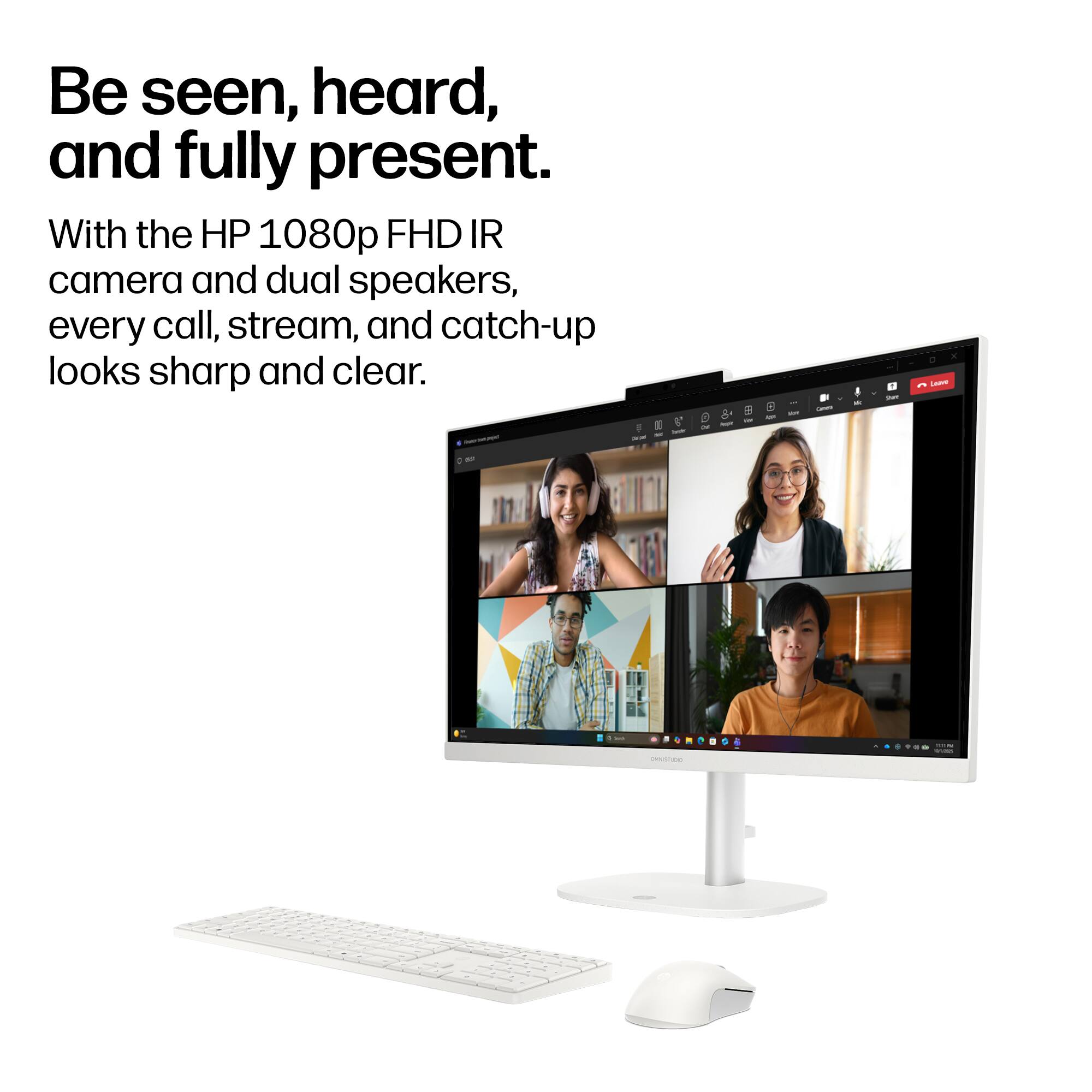 Be seen, heard, and fully present. With the HP 1080p FHD IR camera and dual speakers, every call, stream, and catch-up looks sharp and clear.
