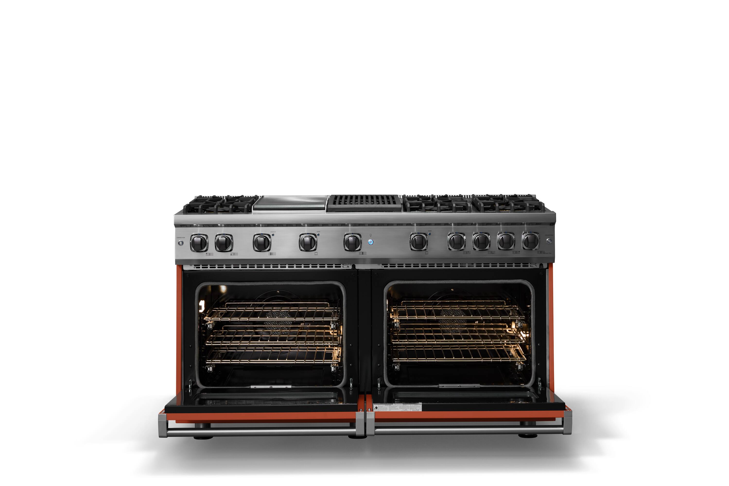 Alt View 3. Viking - 8.0 Cu. Ft. 60"W. Professional 5 Series Freestanding Double Oven Gas Convection Range - Spiced Cider.