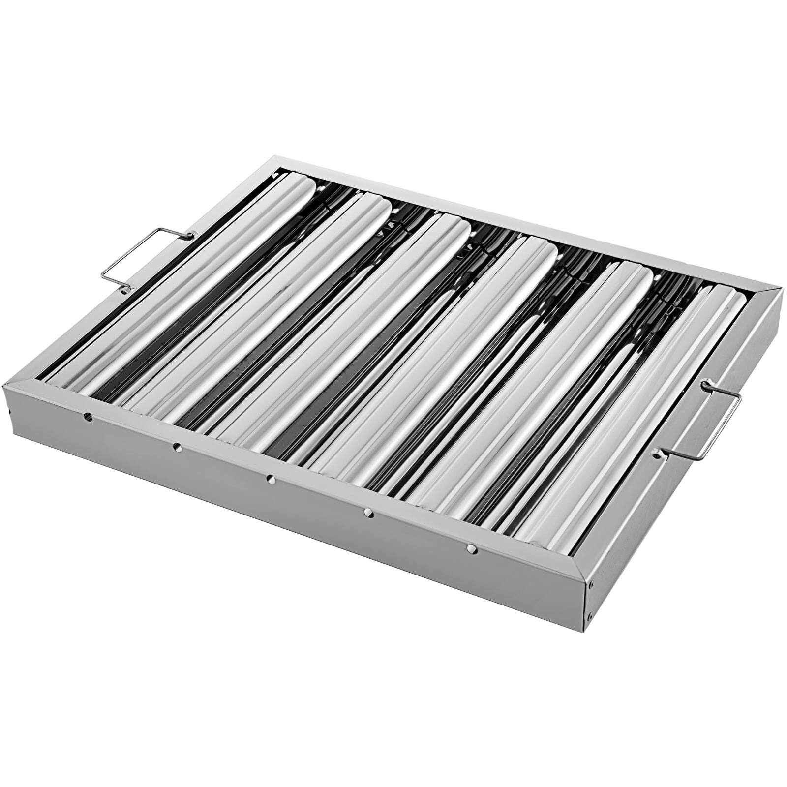 Alt View 5. VEVOR - Pack of 6 Hood Filters 19.5W x 15.5H Inch, 430 Stainless Steel 5 Grooves Commercial Hood Filters, Range Hood Filter - Silver.