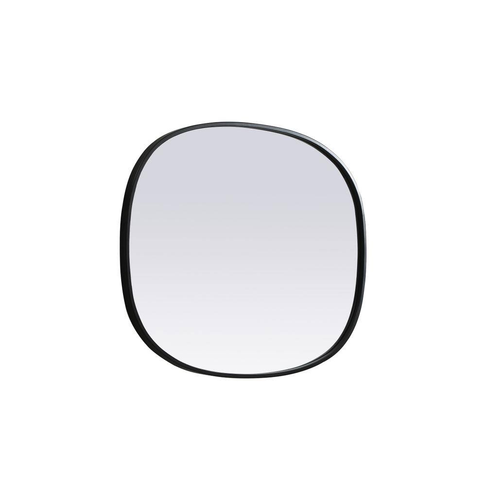 Left. Elegant Decor - Metal Frame Oval Mirror 24x30 Inch in Black - Black.