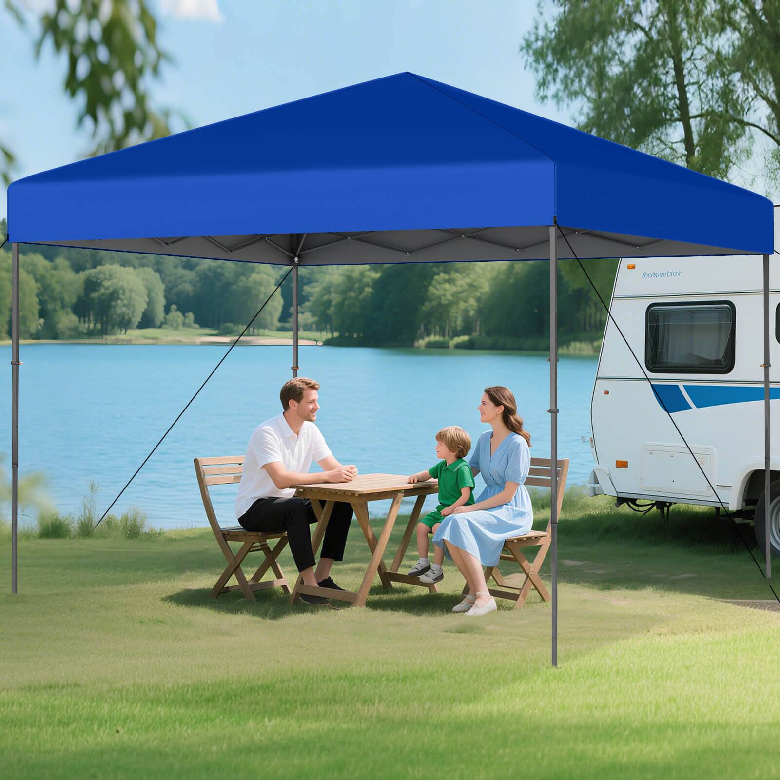 Alt View 4. Costway - Costway 10 X 10 FT Pop up Canopy Tent with Portable Carrying Bag 8 Stakes 4 Wind Ropes - Navy.