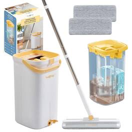 True & Tidy - TrueClean Mop & Bucket Clean Water System With 2 Mop Pads - Yellow