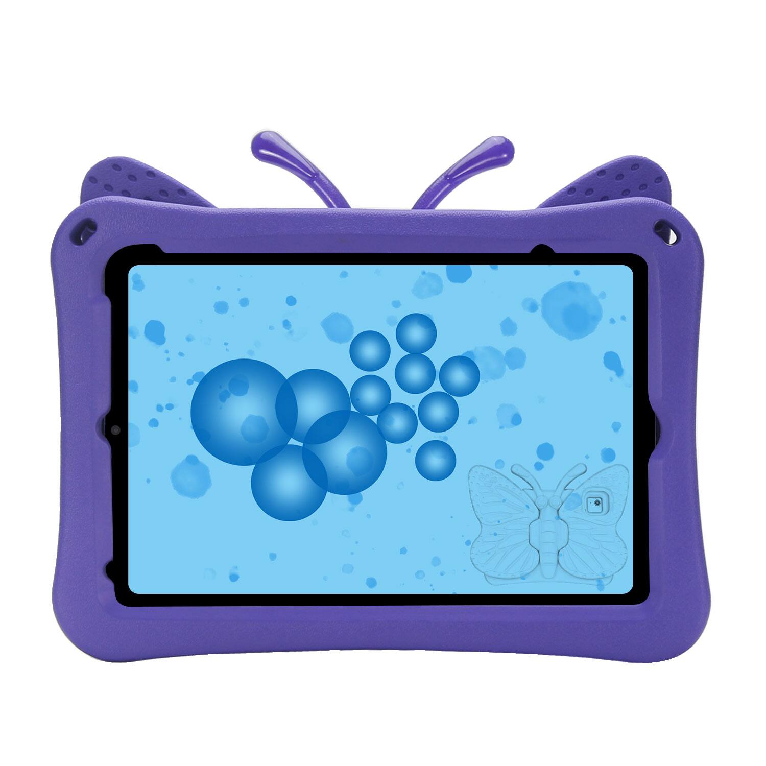 Left. Dteck - Kids Butterfly Case for Apple iPad mini (A17 Pro) 2024 & iPad mini 6th/5th/4th Gen,3D Cartoon EVA Shockproof Stand Cover - Purple.