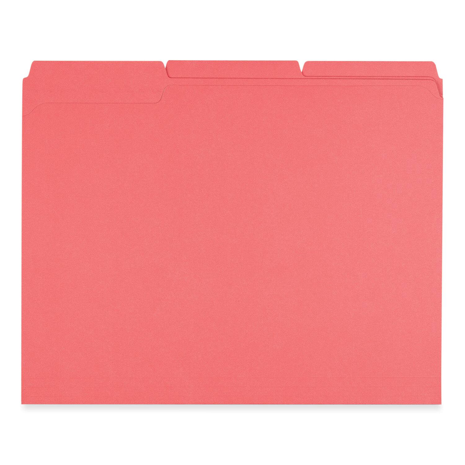 Left. Universal - Reinforced Top-Tab File Folders, 1/3-Cut Tabs: Assorted, Letter Size, 1" Expansion, Red, 100/Box.