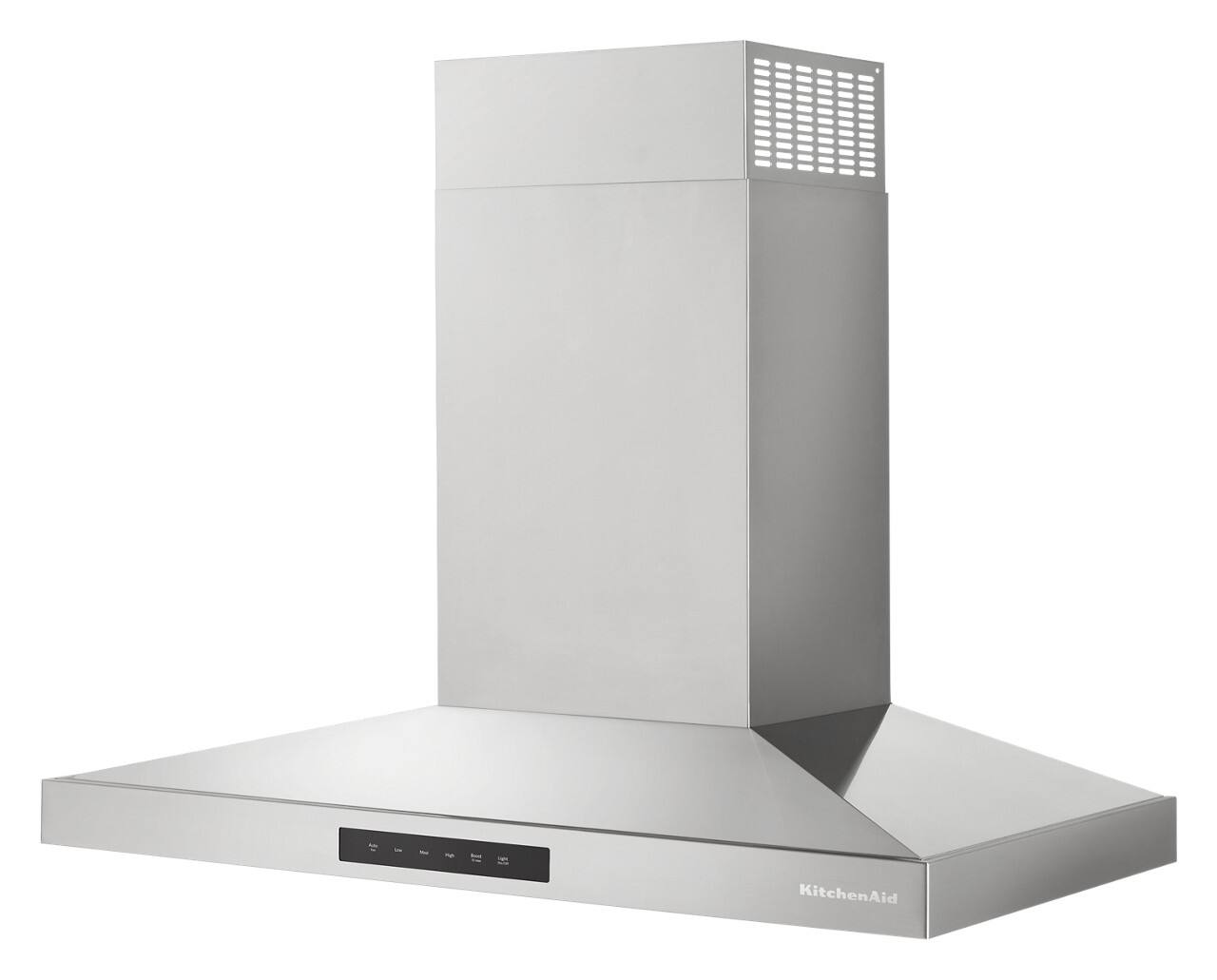 Left. KitchenAid - 36" Vented or Convertible to Recirculating Wall- Mount Hood - Stainless Steel.