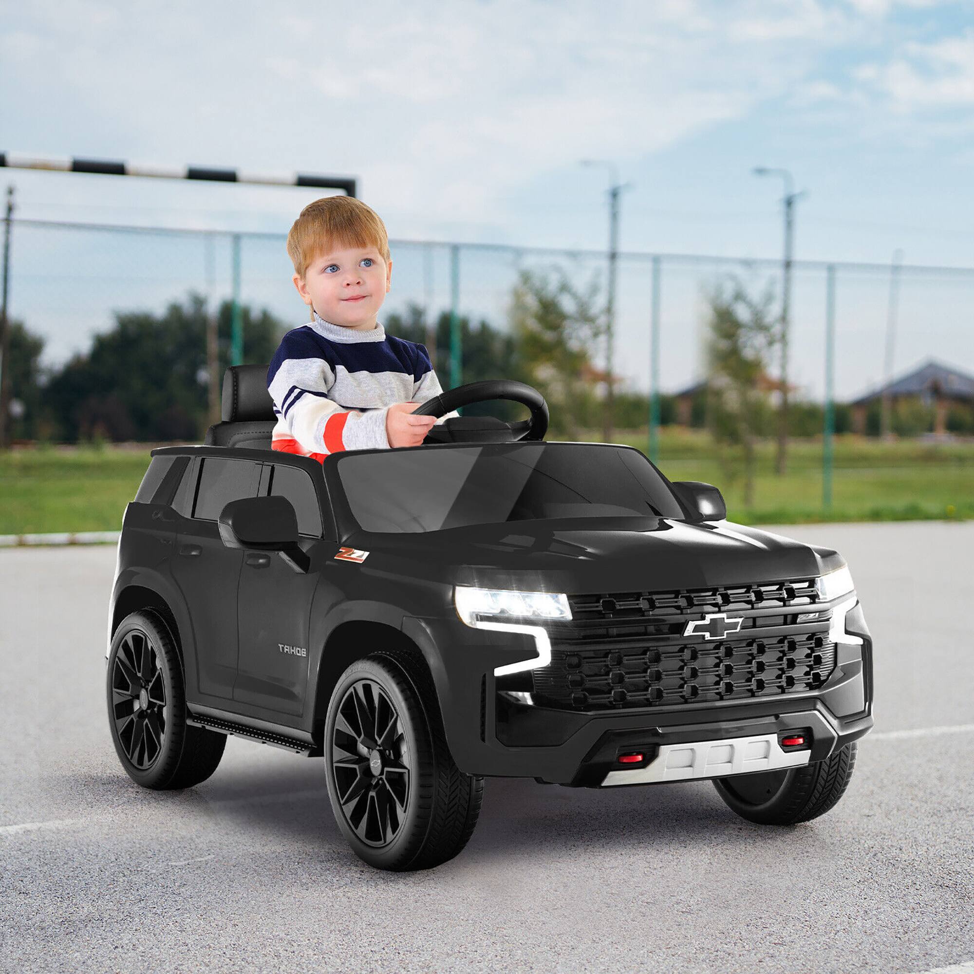 Alt View 1. Gymax - Gymax 12V Kids Ride On Car Chevrolet Tahoe Electric Truck SUV Remote w/ Light & Music Black - Black.