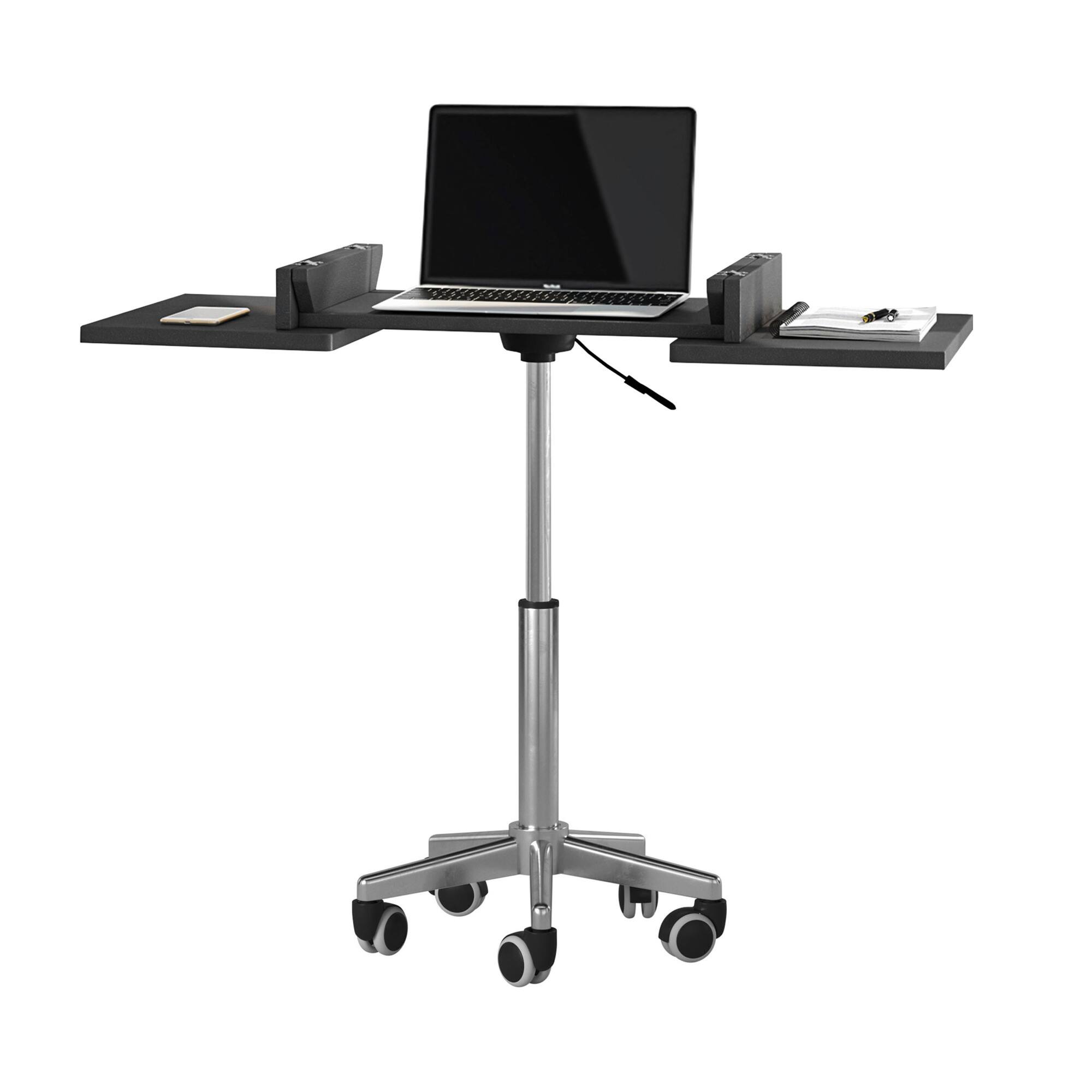 Angle. GOODSILO - Adjustable Height Folding Table Laptop Cart with Durable Steel Frame and Spacious Workspace - Black.