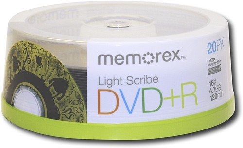  Memorex - 20-Pack 16x LightScribe DVD+R Disc Spindle