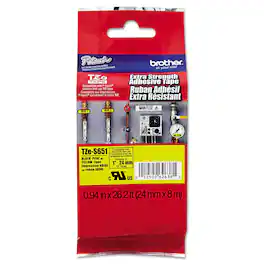 Brother - P-Touch TZES651 0.94 in. x 26.2 ft. TZe Standard Adhesive Laminated Labeling Tape - Black on - Yellow