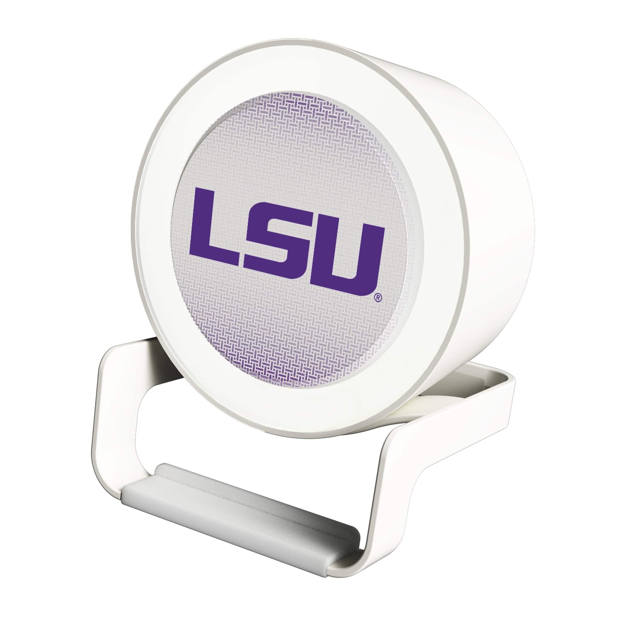 Front. Keyscaper - LSU Tigers Linen Print Nightlight Charger & Bluetooth Speaker - White.