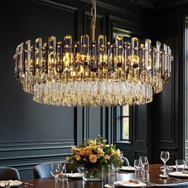 Siljoy - 31.5" 20-Light Crystal Chandelier, Modern Luxury Light for Dining Room Living Room Bedroom Foyer - Gold Brass