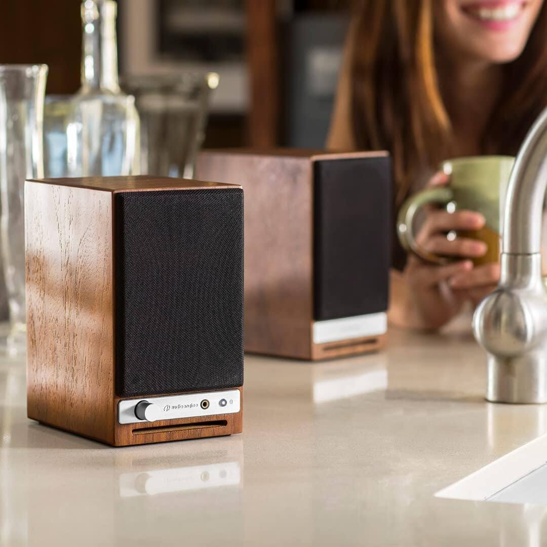 Angle. Audioengine - HD3 Next Gen Premium Desktop Speakers System w/Bluetooth aptX-HD (A2-HD) - Walnut.