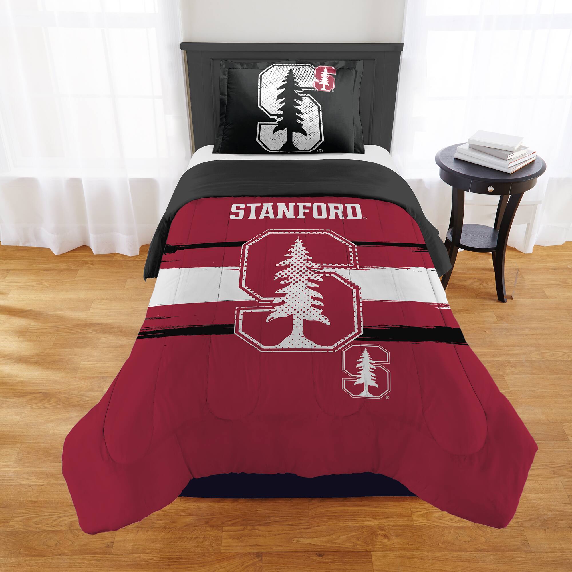 Front. Sweet Home Collection - NCAA Stanford Cardinal Comforter & Sham Set- Twin/Twin XL - Multicolored.