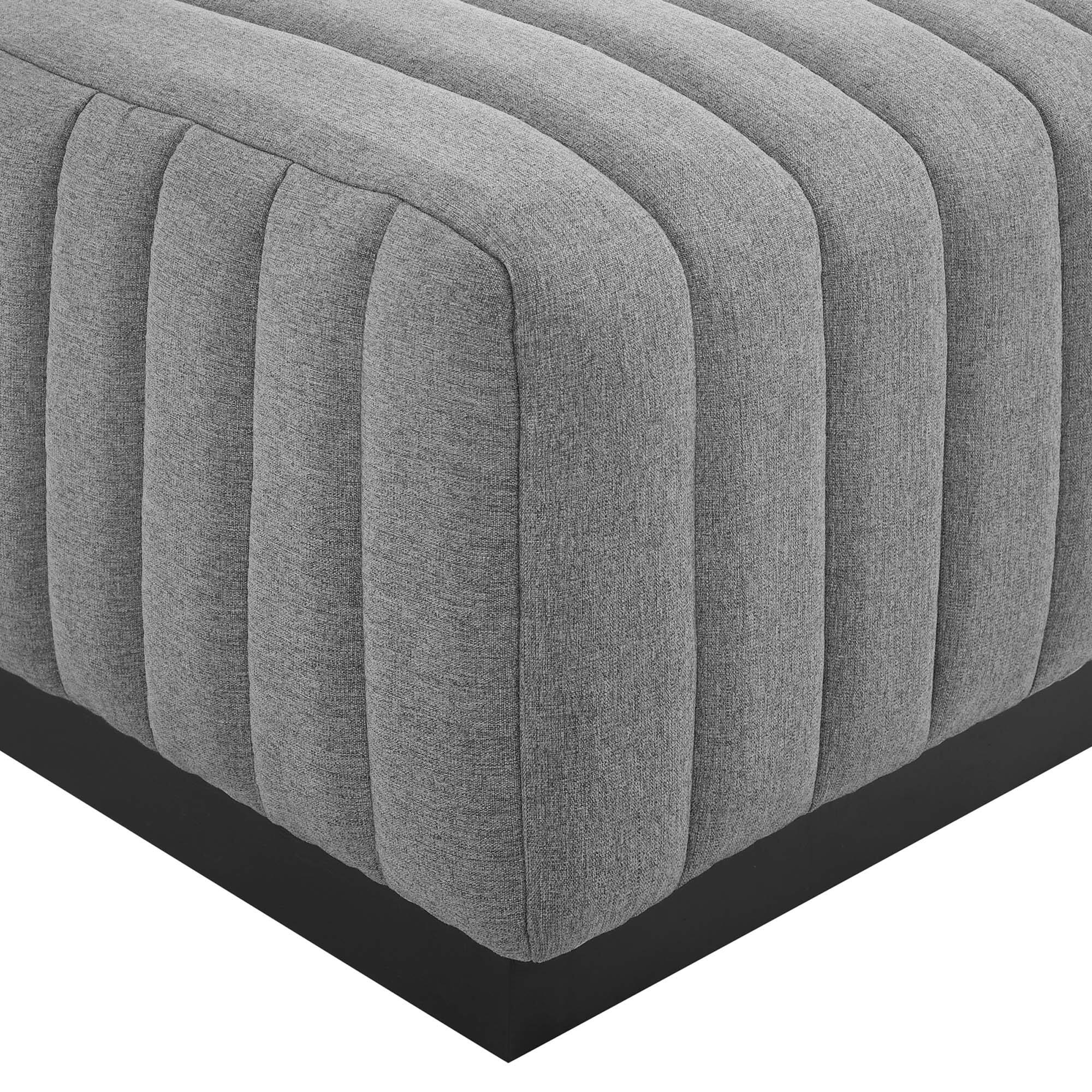 Alt View 1. Modway - Conjure Channel Tufted Upholstered Fabric Ottoman by Modway - EEI-5501-BLK-LGR.