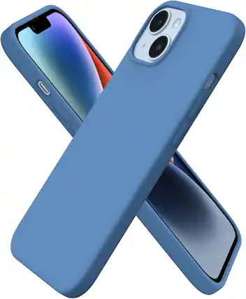 Front. Ornarto - ORNARTO Compatible with iPhone 14 Case 6.1", Slim Liquid Silicone 3 Layers Full Covered Protective Cover-Blue - Blue.