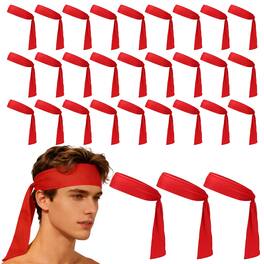 Unique Bargains - Tie Sweatband Headband, Adjustable Non-Slip Moisture Wicking Athletic Headband, 30pcs - For Tennis/Karate/Workout/Yoga - Red