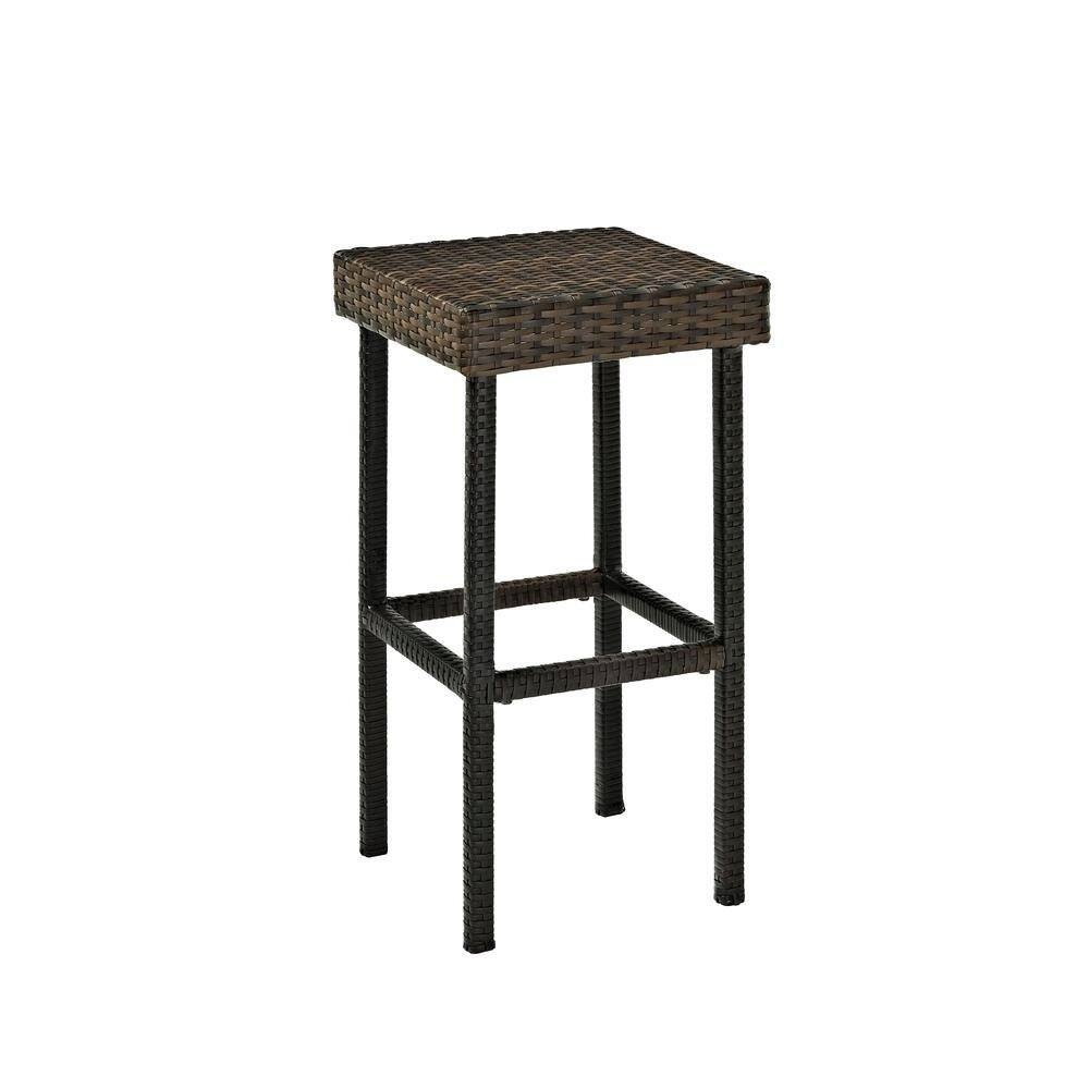 Back. Outdoor Escape - Brown Wicker Bar Stools Set of 2 with Patio Seating for Outdoor Gatherings - Brown.