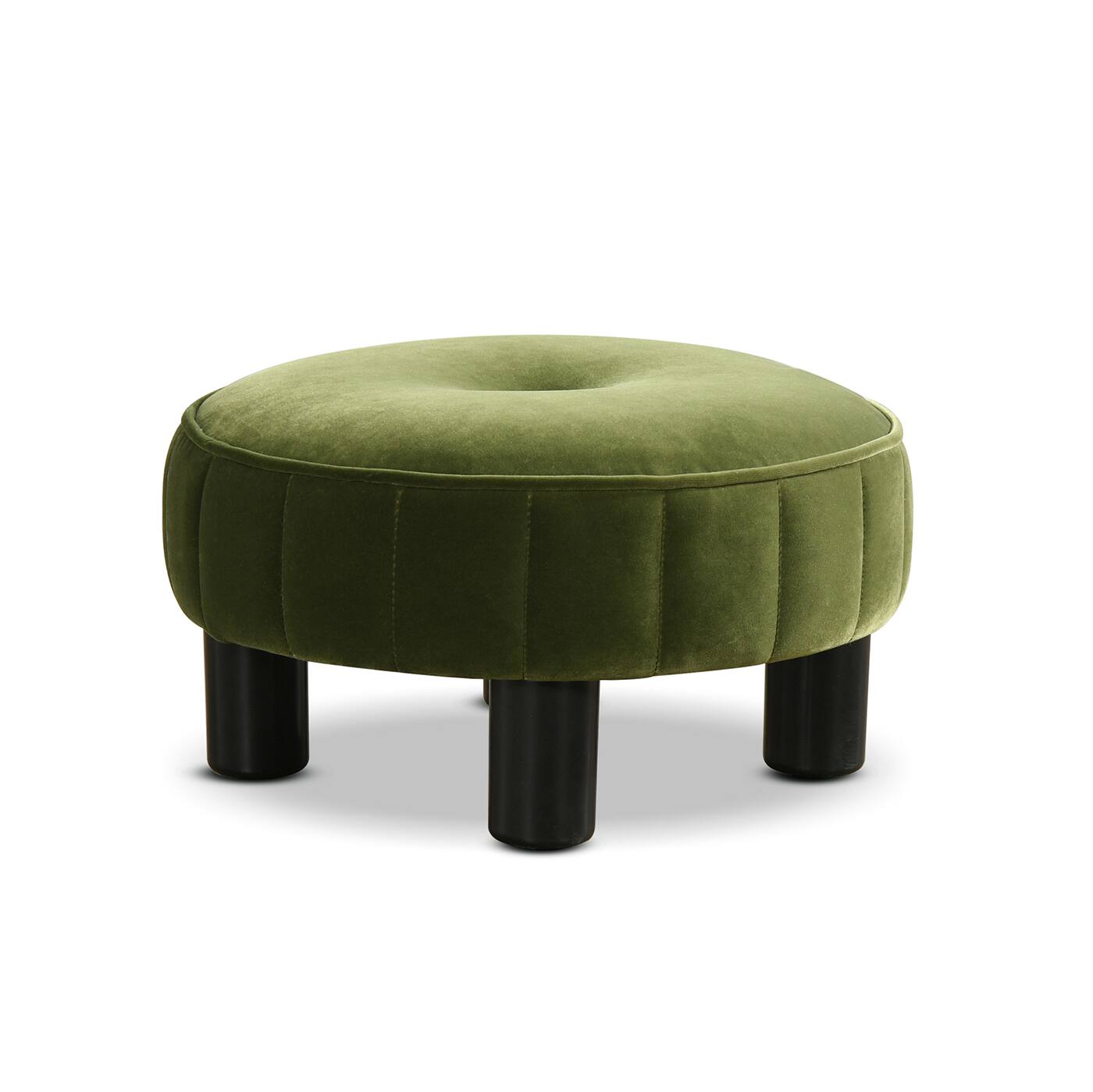 Alt View 2. Tiramisubest - 16-inch Round Olive Green Velvet Footstool - Mid-Century Modern Tufted Ottoman - Green.