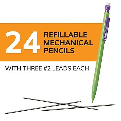 24 Refillable Mechanical Pencils with Three #2 Leads Each