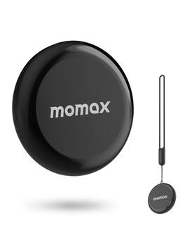 Momax - Key Finder, Locator Tag Works with Apple Find My (iOS only), Portable Smart Tracker with Strap - Black