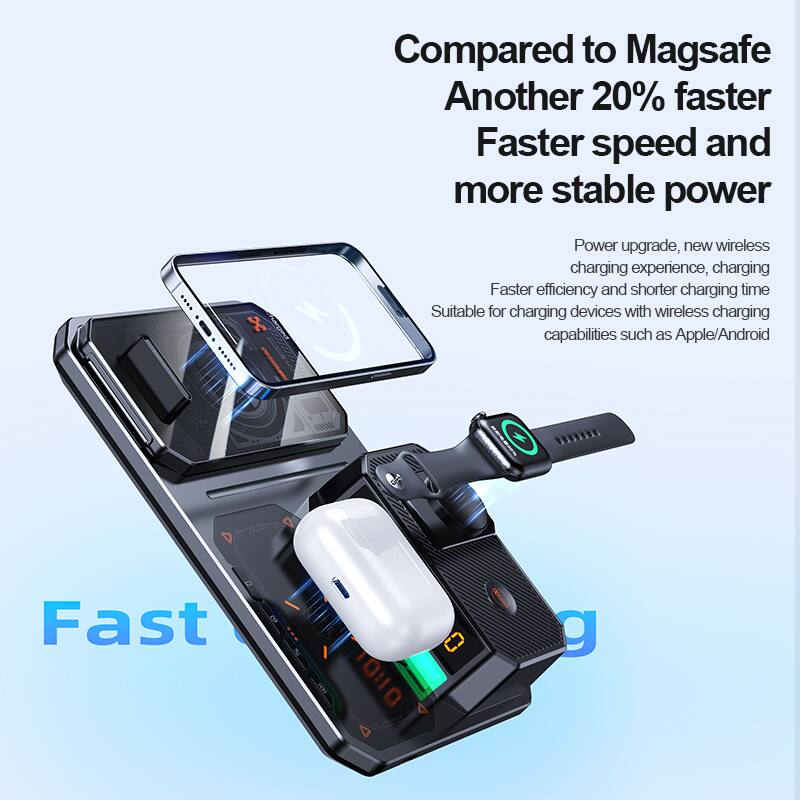 Compared to Magsafe  
Another 20% faster  
Faster speed and more stable power  

Power upgrade, new wireless charging experience, charging  
Faster efficiency and shorter charging time  
Suitable for charging devices with wireless charging capabilities such as Apple/Android  

Fast