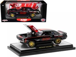 M2 - 1969 Chevrolet Camaro SS 396 Black Bright Red Stripes "Dart Machinery" 1/24 Diecast Model Limited 5250 pcs Worldwide - Black With Bright Red