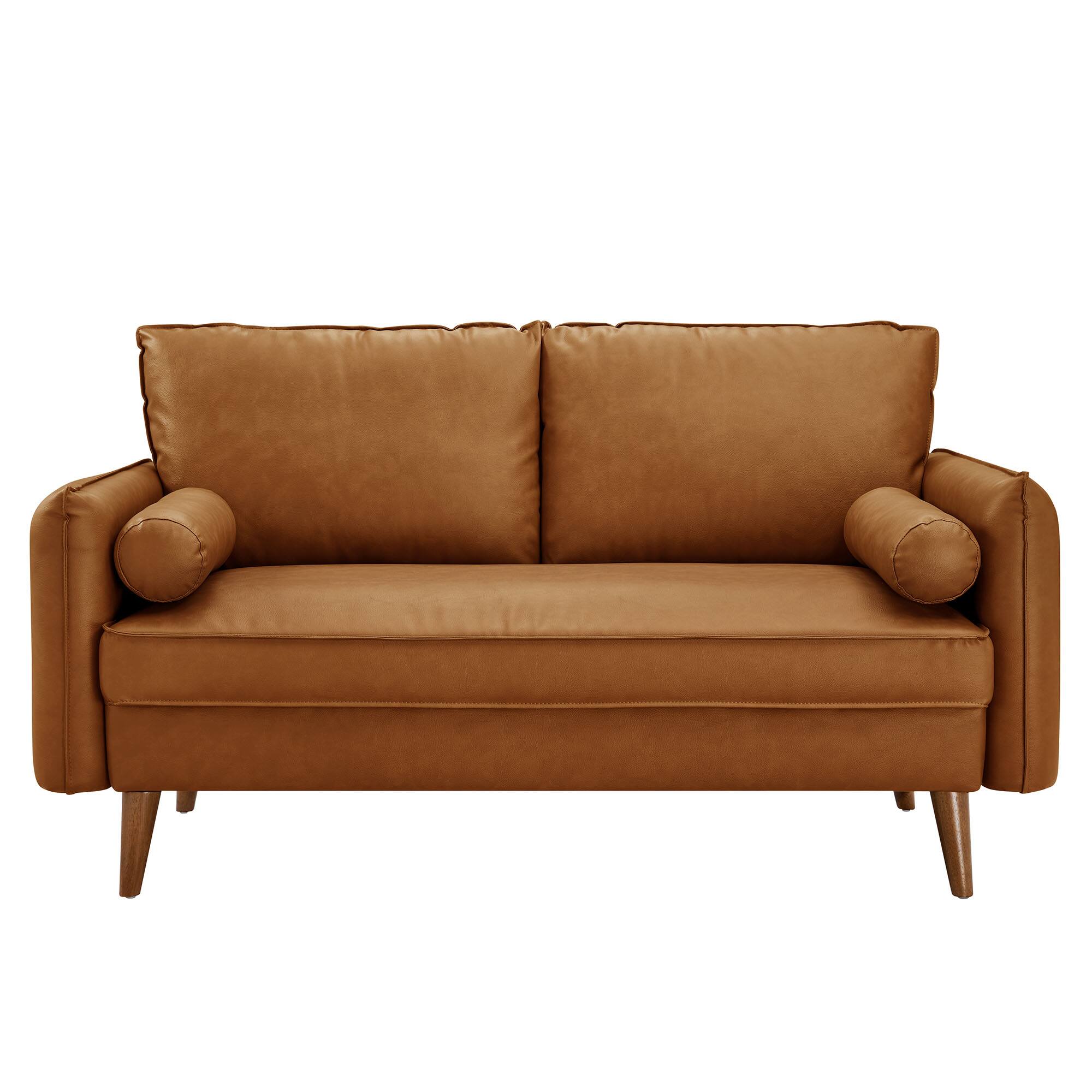 Alt View 4. Modway - Revive Upholstered Vegan Leather Loveseat by Modway - Tan.