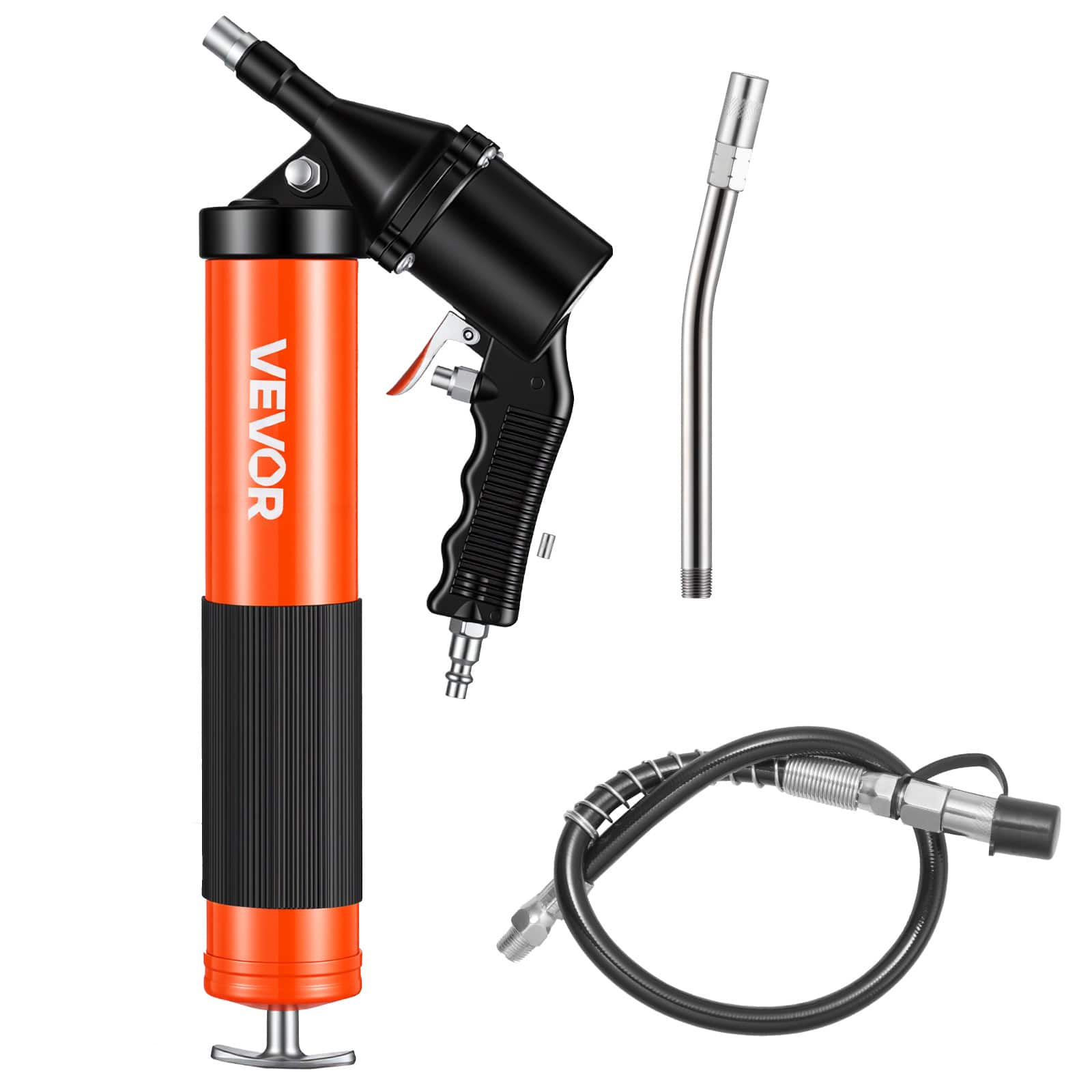 VEVOR - Grease Gun, Continuous Cycle Heavy Duty 6000 PSI High Pressure, Pistol Grip Grease Gun Kit with 14 oz Capacity - Orange