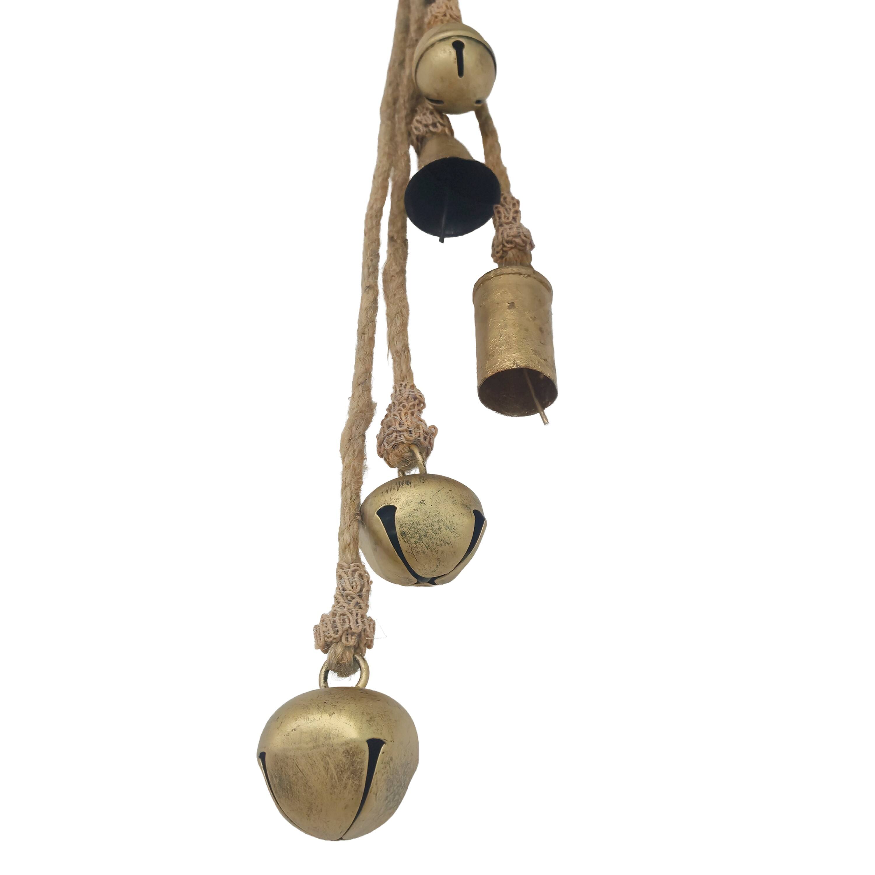 Manhattan Lane Soma 5 Assorted Shape Bells on Jute Rope, Antique Gold ...