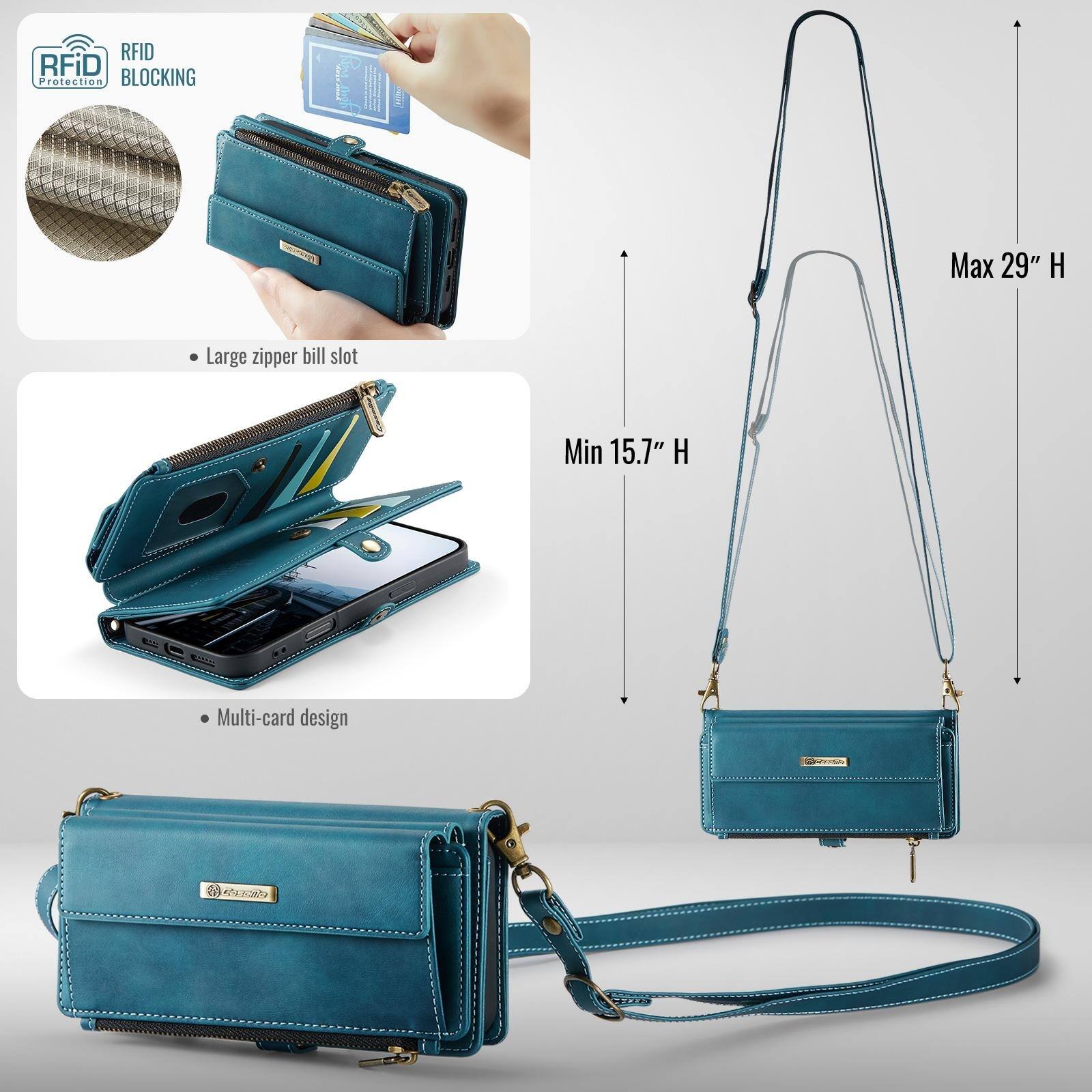 RFID Protection BLOCKING

- Large zipper bill slot
- Multi-card design

Max 29" H
Min 15.7" H