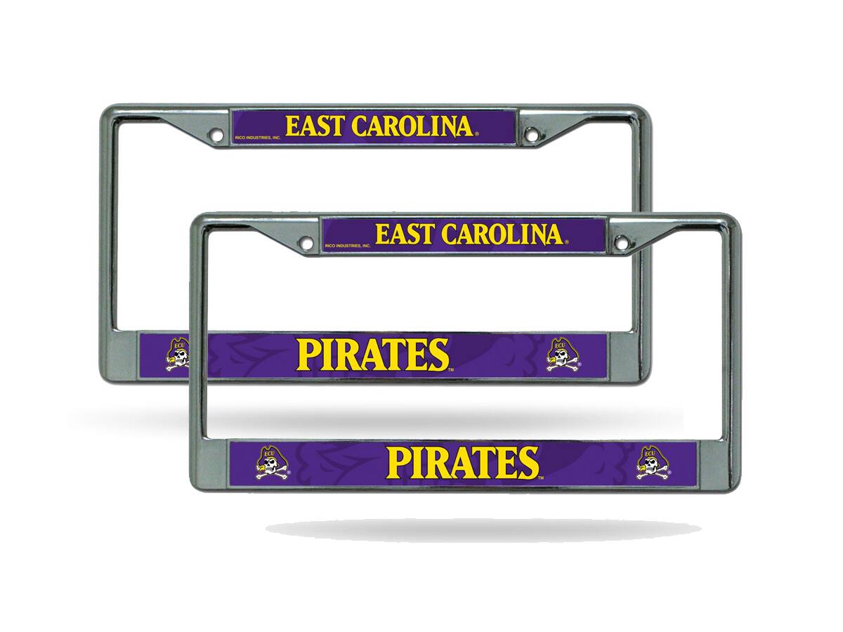 East Carolina University Pirates (Set of 2) Chrome Metal License Plate Frames