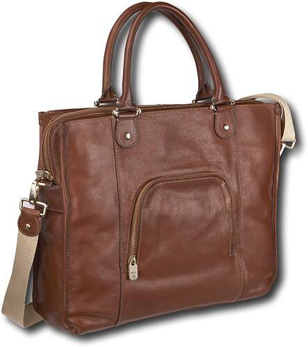 Angle Standard. Liz Claiborne - Leather Notebook Briefcase - Brandy.
