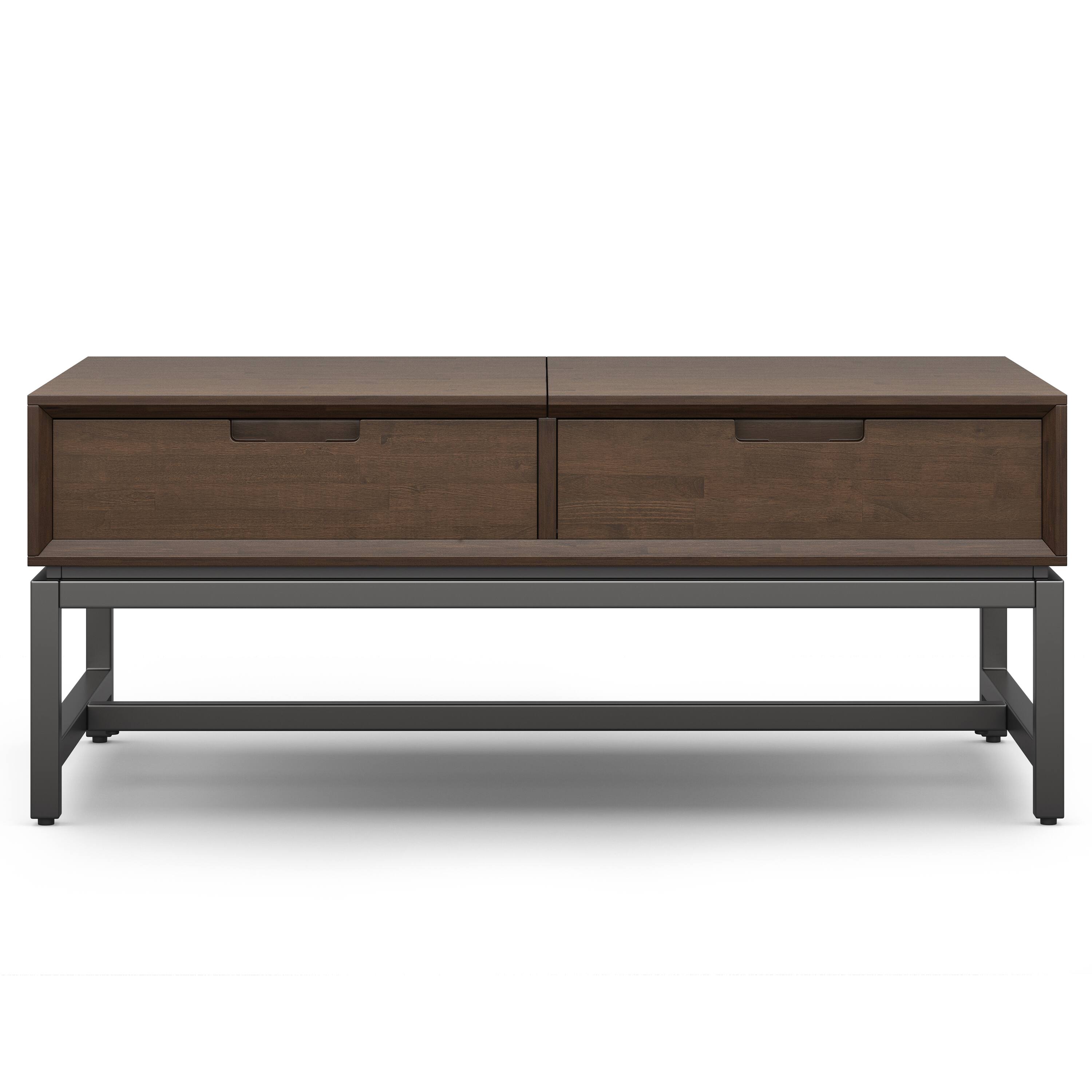Alt View 7. Simpli Home - Banting SOLID HARDWOOD 48 inch Wide Rectangle Modern Industrial Lift Top Coffee Table in Walnut Brown - Walnut Brown.