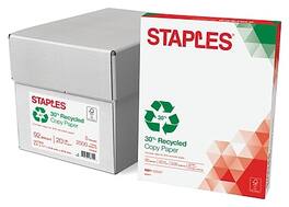 Staples - 30% Recycled 8.5" x 11" Copy Paper, 20 lbs., 92 Brightness, 500 Sheets/Ream, 5 Reams/Carton - White