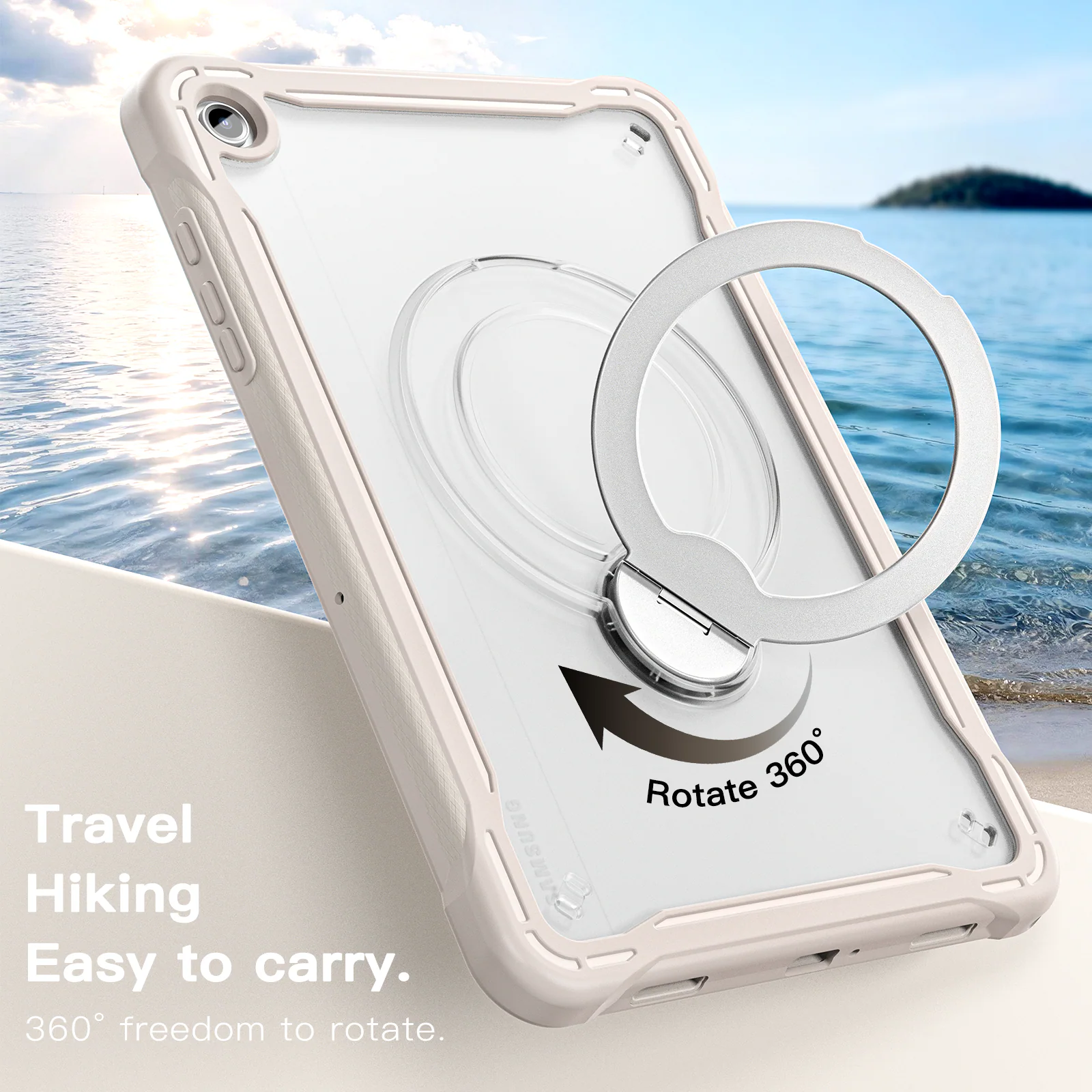 Travel Hiking Easy to carry.  
360° freedom to rotate.  
Rotate 360°
