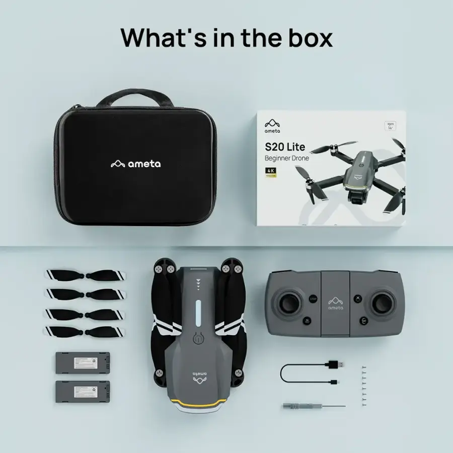 What's in the box: Ameta S20 Lite Beginner Drone 4K ser ameto 5 I ometo iiiilll