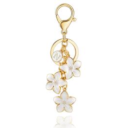 Stylel Star - White/pink/black Big Cute Flower Initial Letter Keychain For Women Bag Charms Enameled Handbag Purse