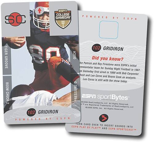 Front Standard. RealLiveSports - ESPN SportBytes SoundCard #102 — Gridiron.