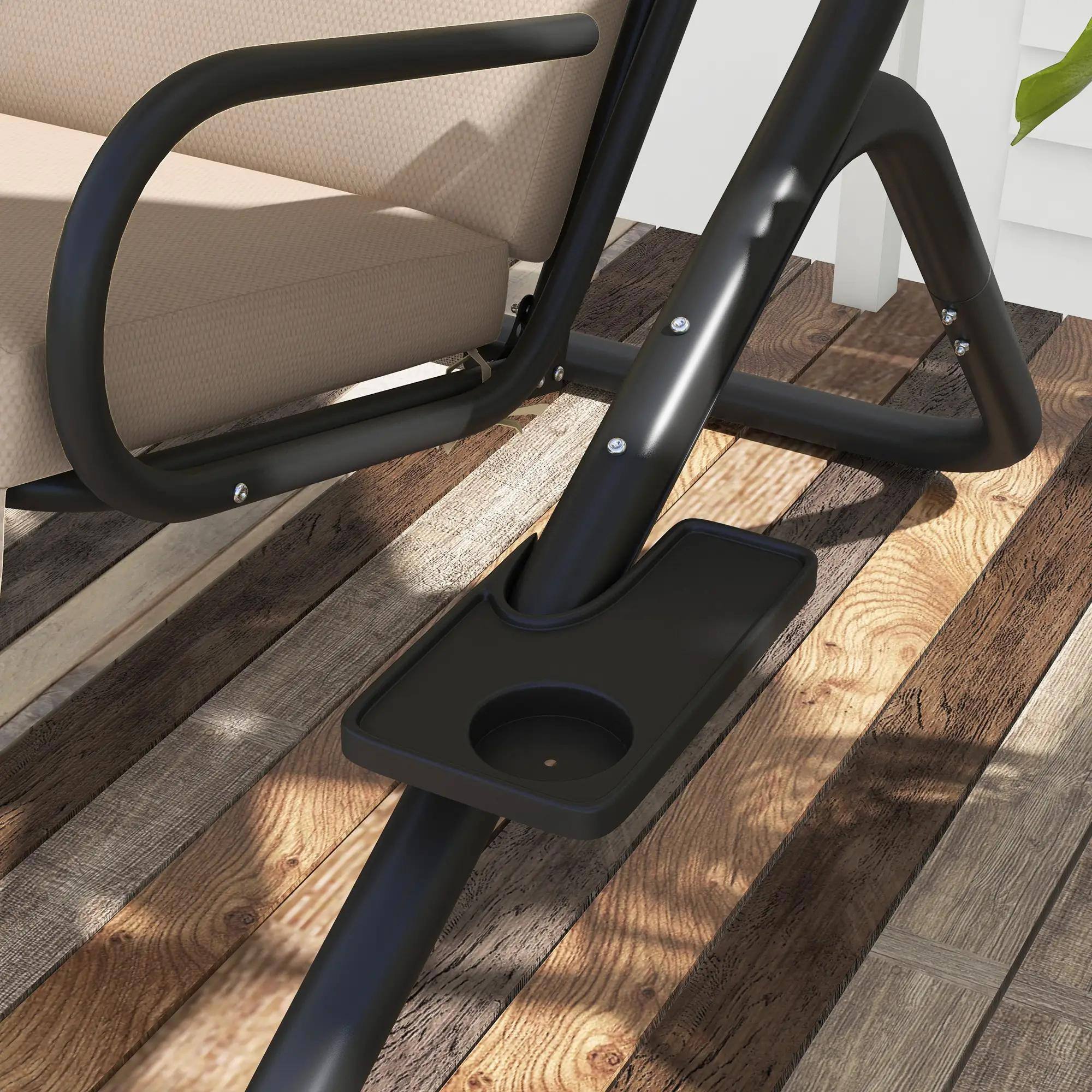 Alt View 2. Resenkos - Resenkos 2-Seater Swing With Canopy, Patio Garden Swing, Poolside Relaxation, Backyard Seating, Beige.