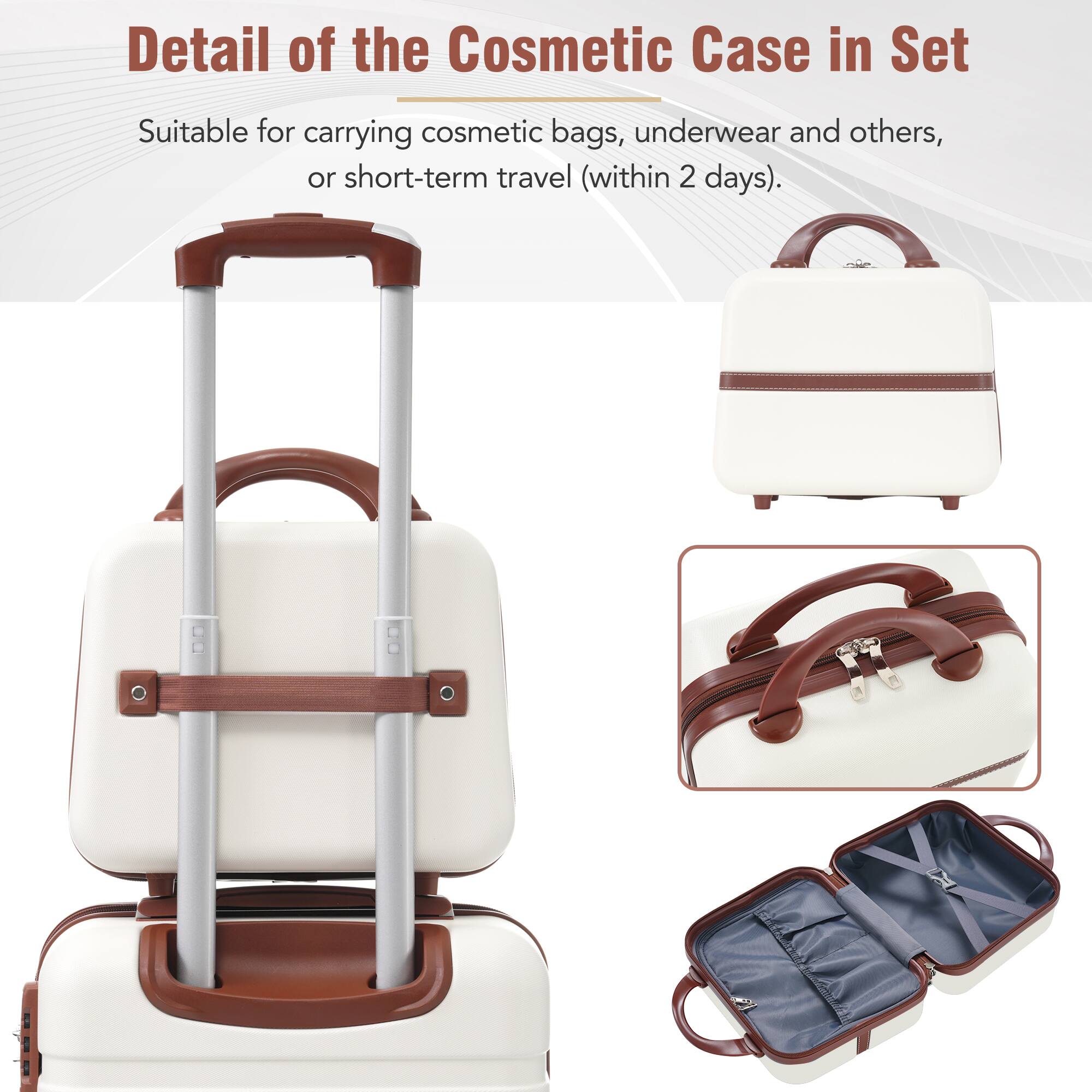 Detail of the Cosmetic Case in Set

Suitable for carrying cosmetic bags, underwear and others, or short-term travel (within 2 days).
