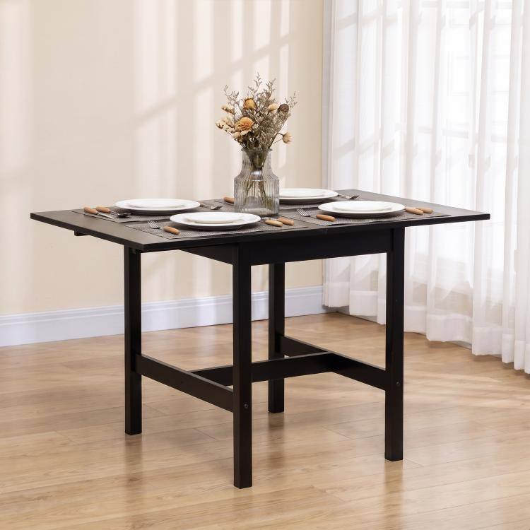 Alt View 1. PULUZ - Foldable Solid Wood Dining Table Drop Leaf for Small Spaces - Black.