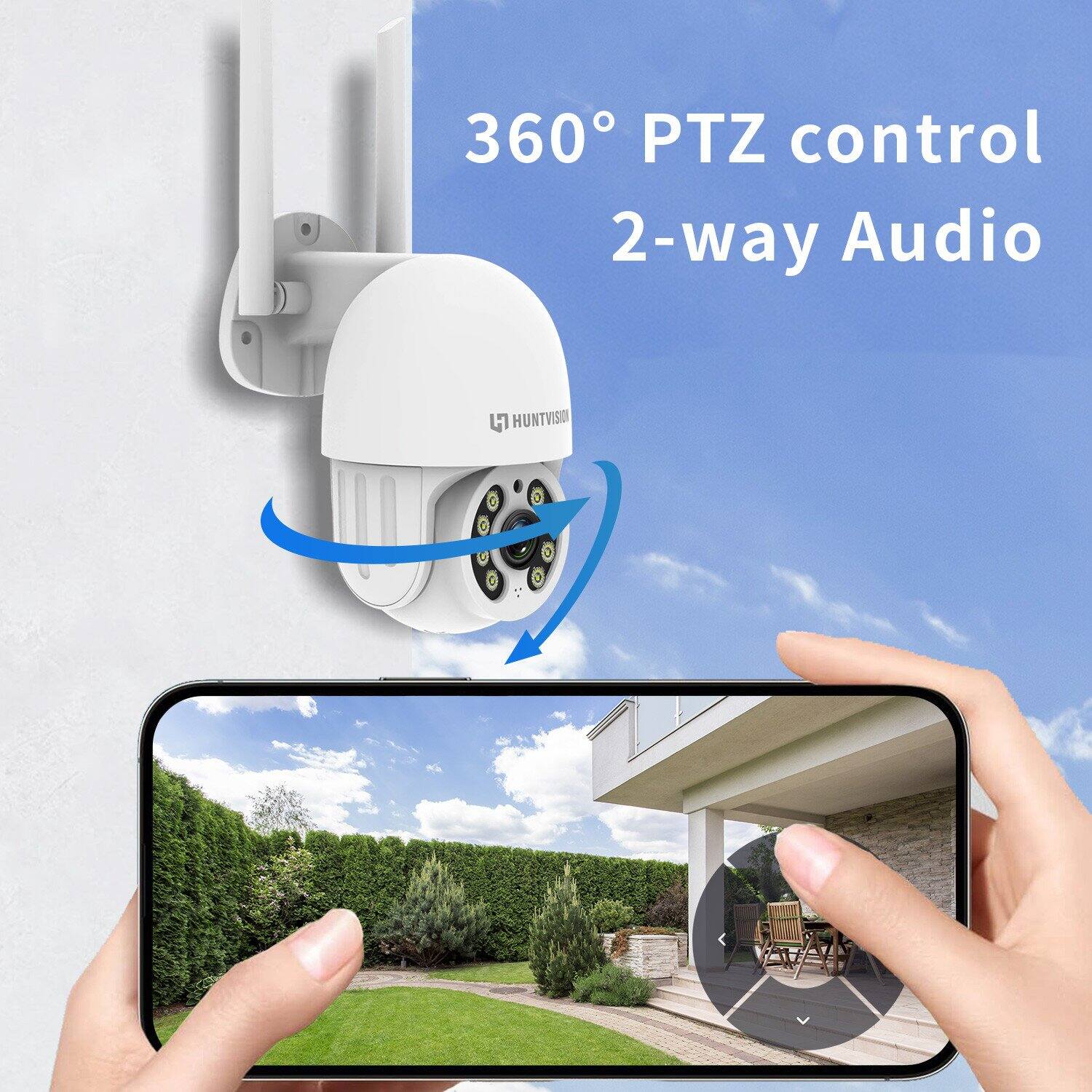 360° PTZ control  
2-way Audio