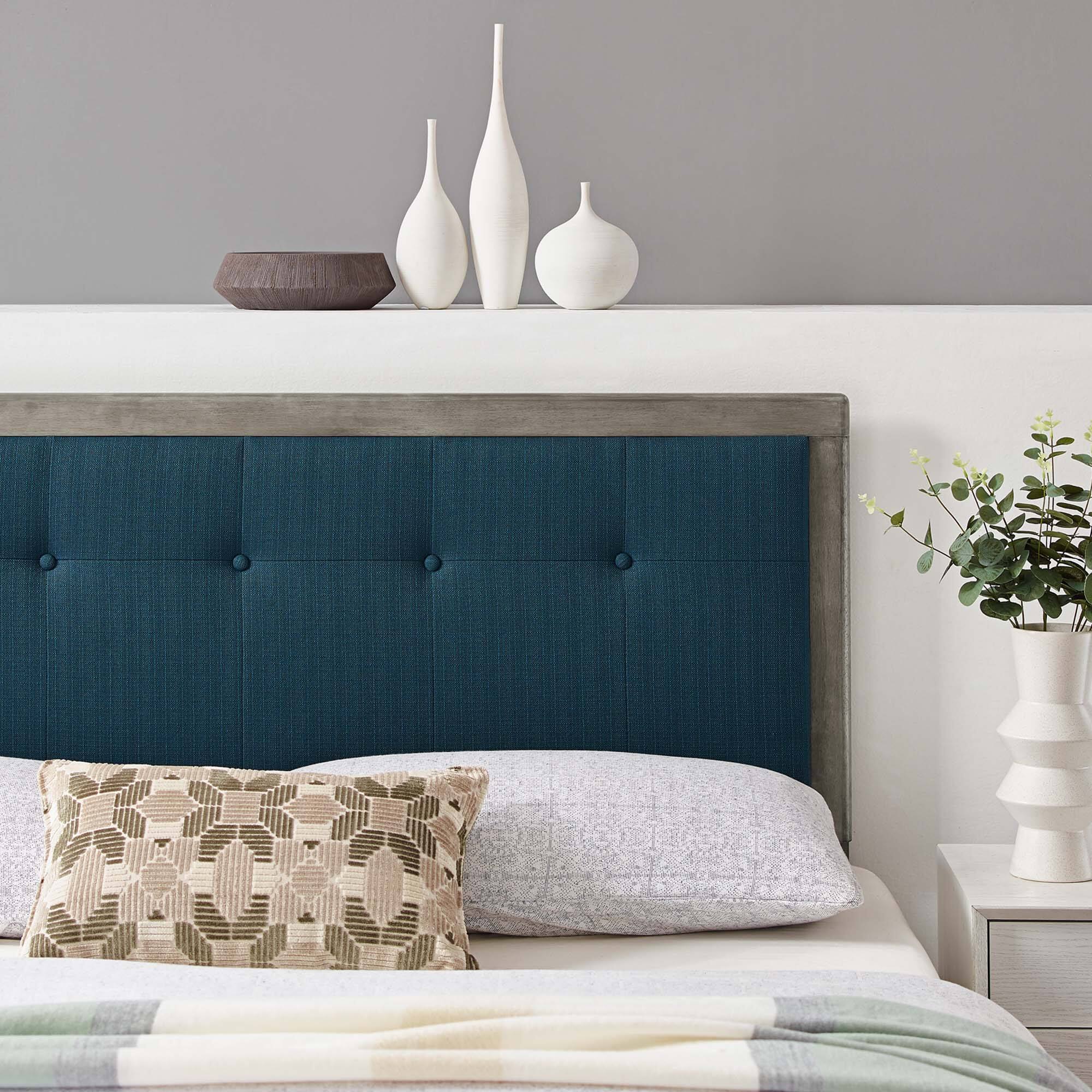 Alt View 3. Modway - Draper Tufted Fabric and Wood King Headboard by Modway - Gray Azure.